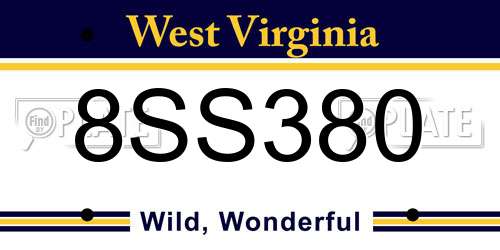 8SS380 West Virginia License Plate