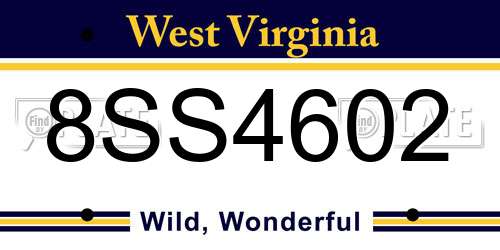 8SS4602 West Virginia License Plate