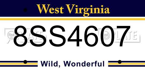 8SS4607 West Virginia License Plate