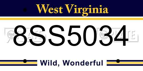 8SS5034 West Virginia License Plate