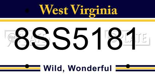 8SS5181 West Virginia License Plate
