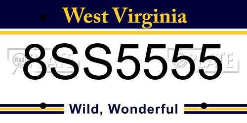 8SS5555 West Virginia License Plate