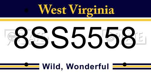 8SS5558 West Virginia License Plate