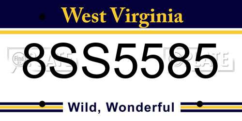 8SS5585 West Virginia License Plate