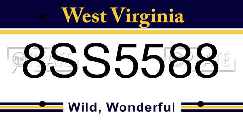 8SS5588 West Virginia License Plate