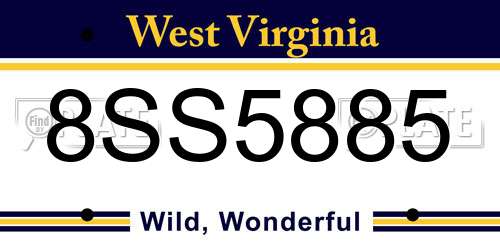 8SS5885 West Virginia License Plate