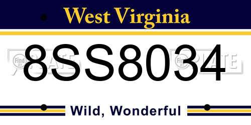 8SS8034 West Virginia License Plate
