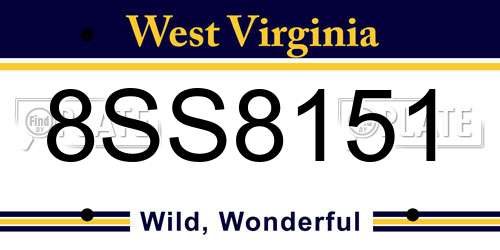 8SS8151 West Virginia License Plate