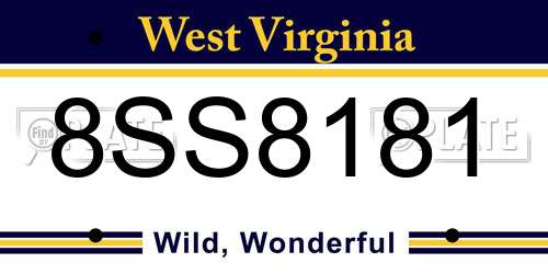 8SS8181 West Virginia License Plate