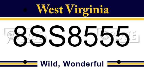 8SS8555 West Virginia License Plate