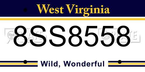 8SS8558 West Virginia License Plate