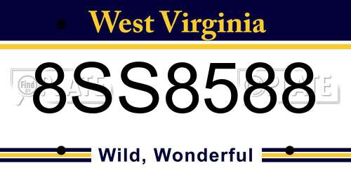 8SS8588 West Virginia License Plate