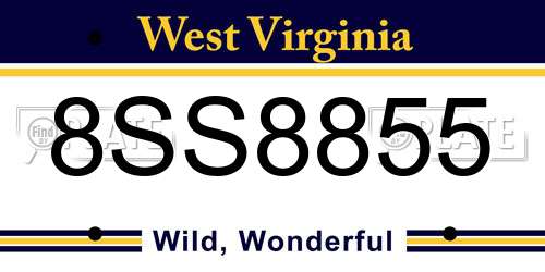 8SS8855 West Virginia License Plate