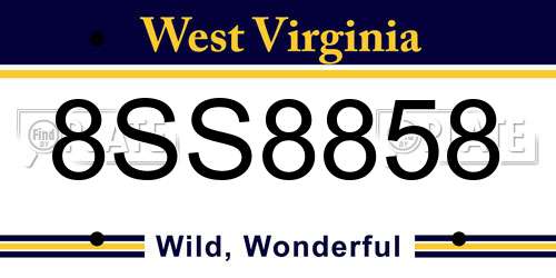8SS8858 West Virginia License Plate