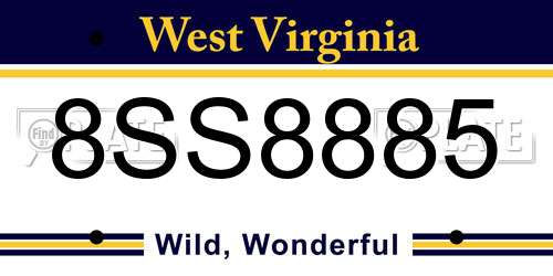 8SS8885 West Virginia License Plate