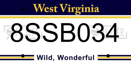 8SSB034 West Virginia License Plate