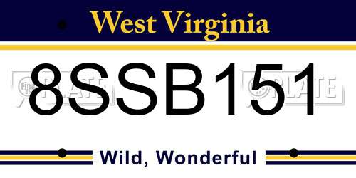 8SSB151 West Virginia License Plate