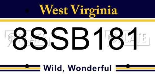 8SSB181 West Virginia License Plate