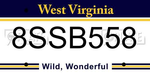 8SSB558 West Virginia License Plate