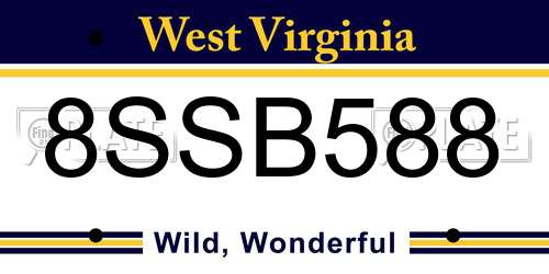 8SSB588 West Virginia License Plate