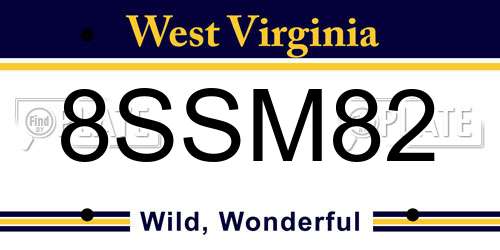 8SSM82 West Virginia License Plate