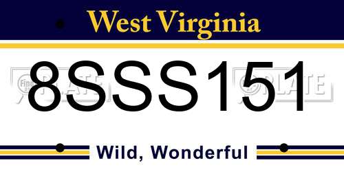 8SSS151 West Virginia License Plate