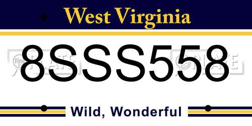 8SSS558 West Virginia License Plate