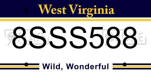 8SSS588 West Virginia License Plate