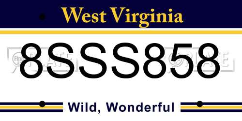 8SSS858 West Virginia License Plate