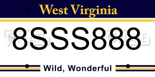8SSS888 West Virginia License Plate