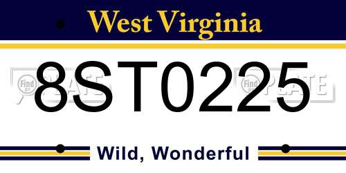8ST0225 West Virginia License Plate