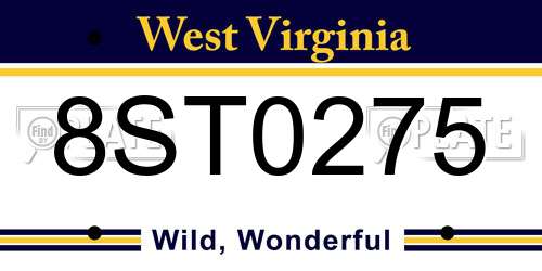 8ST0275 West Virginia License Plate