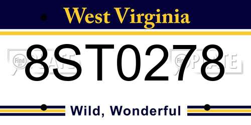 8ST0278 West Virginia License Plate