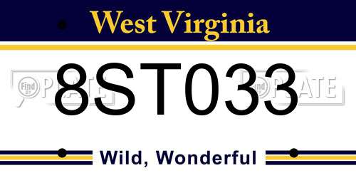 8ST033 West Virginia License Plate