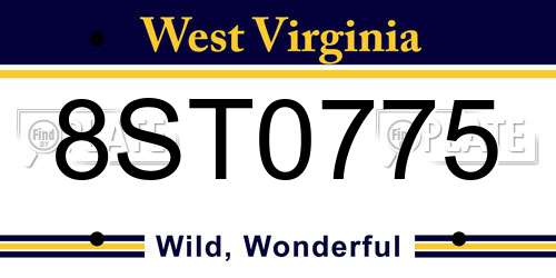 8ST0775 West Virginia License Plate