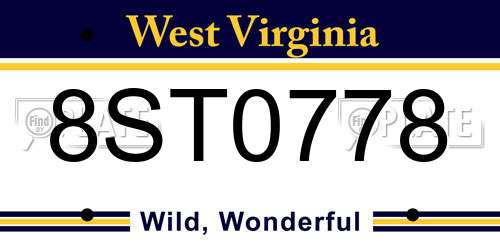 8ST0778 West Virginia License Plate