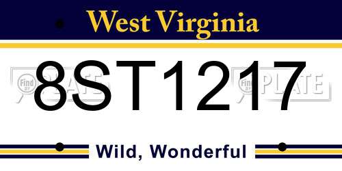 8ST1217 West Virginia License Plate