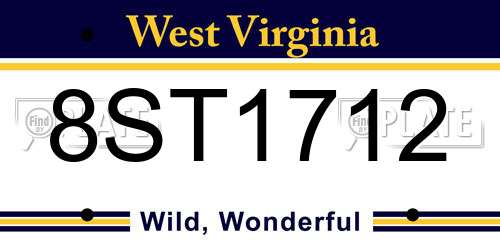 8ST1712 West Virginia License Plate