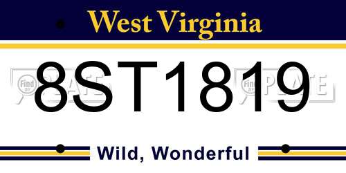8ST1819 West Virginia License Plate