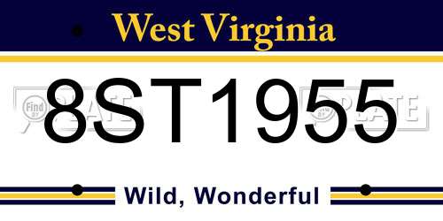 8ST1955 West Virginia License Plate