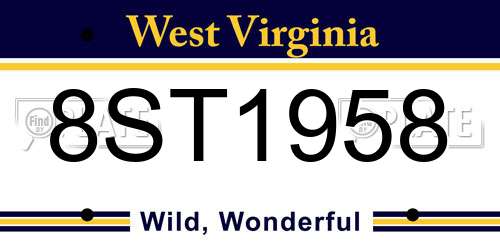 8ST1958 West Virginia License Plate