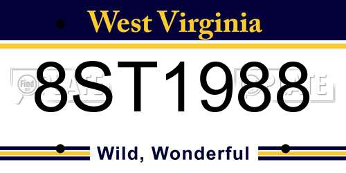 8ST1988 West Virginia License Plate