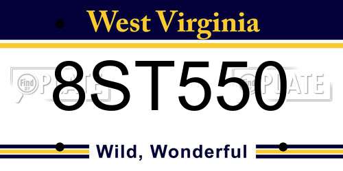 8ST550 West Virginia License Plate