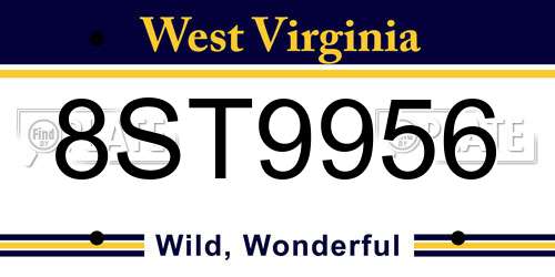 8ST9956 West Virginia License Plate