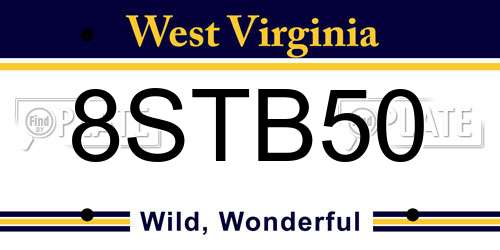 8STB50 West Virginia License Plate