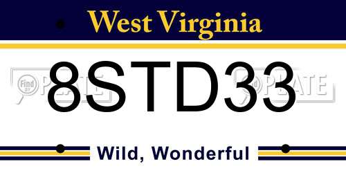 8STD33 West Virginia License Plate