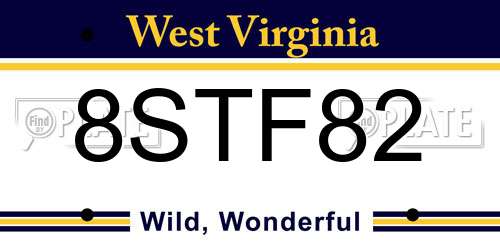 8STF82 West Virginia License Plate