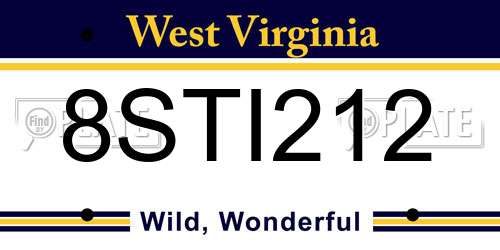 8STI212 West Virginia License Plate