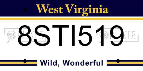 8STI519 West Virginia License Plate