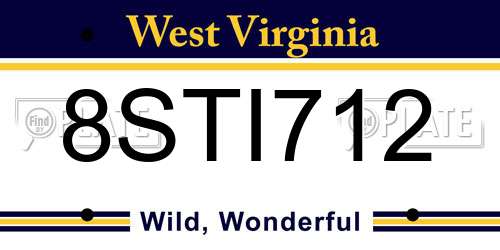 8STI712 West Virginia License Plate